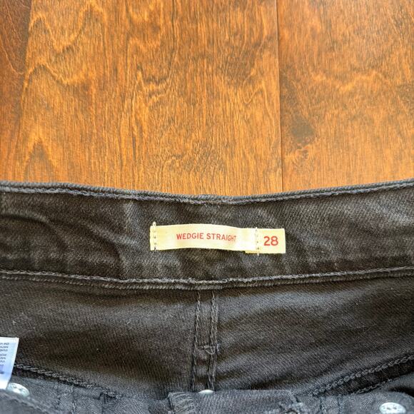 Levi's Wedgie Straight Jeans Black Denim Size 28 Minimalist High Rise Womens - Picture 3 of 9